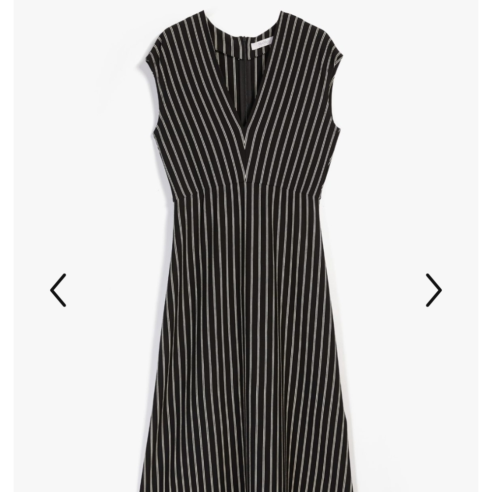 MaxMara Black and White Striped Midi Dress NWOT